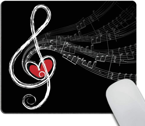 Custom Smooffly Gaming Mouse Pad, Treble Love and Music Notes, Non-Slip Rubber Comfortable Design