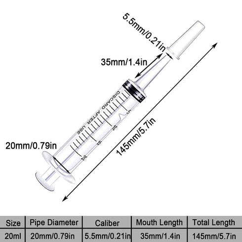20ml Package, Pack 12 Syringe Without Needle, Syringe for Liquid, Scientific Labs, Measurement, Disposable Individual