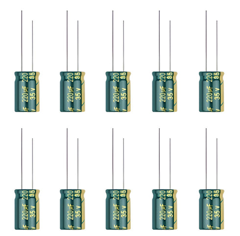 Laimiaoxian 10pcs 35V 220UF High Frequency Low Resistance Capacitors Long Life High Temperature