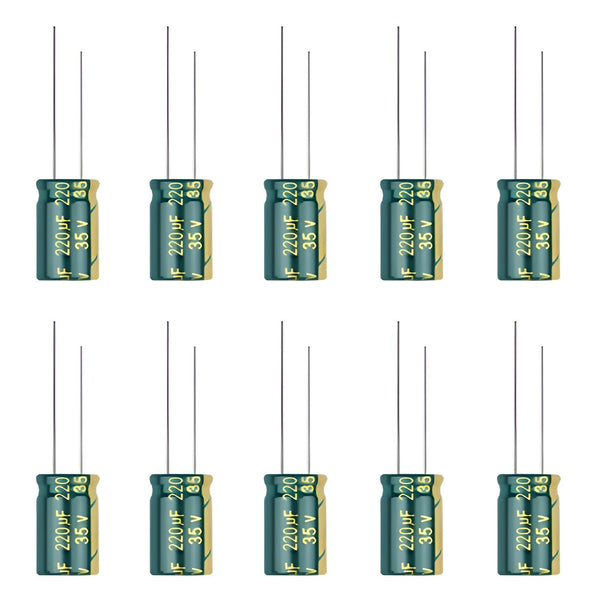 Laimiaoxian 10pcs 35V 220UF High Frequency Low Resistance Capacitors Long Life High Temperature