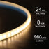 SLL HUT DC24V 3000K 5m 16.4ft 120 IP68 (3000K SuperlightingLED White LED Strip for Sauna Lighting, Flexible Long LEDs/m