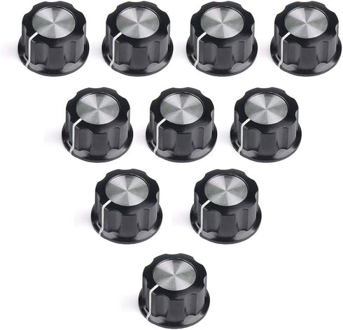 10pcs Adjustable Rotate Button Potentiometer Control Knobs & 10pcs 0-100 Scale Sheet