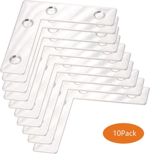10Pack(60x60mm) Stainless Steel L Shape Flat Corner Brace Bracket for Wood, Metal Fixing Joining Support Brace