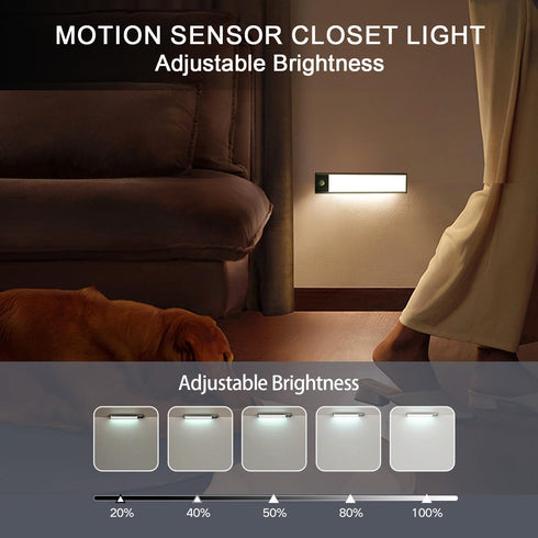FLAMWILD 2400mAh 160lm Closet Counter Safe(7.8in, 2 Pack) Under Cabinet Lighting, Motion Sensor Light Indoor