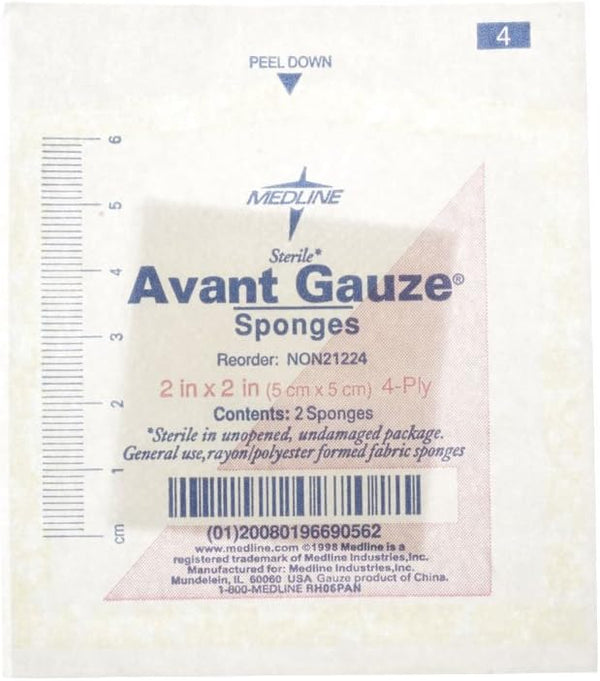 Medline Sterile Gauze Sponges, Non Woven, 2x2 inches, 4 Ply - Not