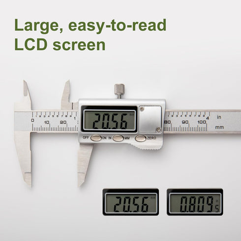 All-Metal Digital Caliper, 0-4" Measuring Tool with Auto-Off Feature, Interchangeable Inches and Millimeters