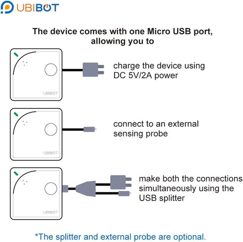 UbiBot DS18B20 Waterproof Temperature Probe for Refrigerator, Remote Monitor for Hot Tub, USB Connector (3m)