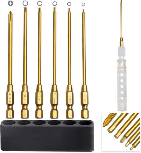HobbyPark Hex Head Allen Wrench Drill Bit Set 1.27mm 1.5mm 2.0mm 2.5mm 3.0mm & Phillips Bit for RC Car Hobby Tool Kit Repair Tools (6-Pack) by Hobbypark