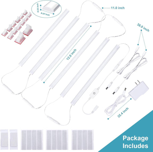 6PCS 12 Inch 3000K Dimmable Counter x Under Cabinet Lights Plug-in, Warm White LED Under Cabinet Lighting, Under Lights