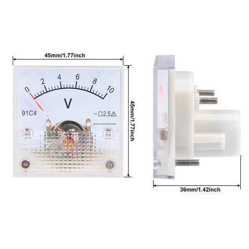 uxcell DC 0-10V Analog Panel Voltage Gauge Volt Meter 91C4, 2.5% Error Margin