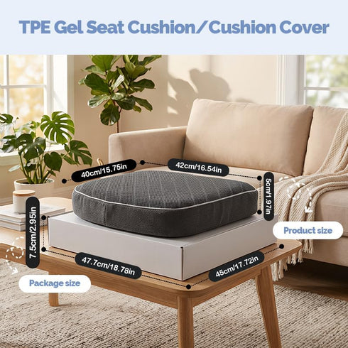 Vinlyto TPE Double Layer Gel Seat Cushion for Long Sitting - Enlarged Thickened Patent Design, Soft Breathable Cooling