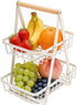 PAUANI 2/3 Tier Bread Vegetable Basket, Detachable Mesh Fruit Rack with Wooden Handle,