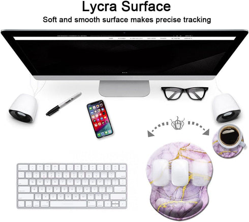 Mouse Pad with Wrist Support, Non-Slip Mousepad Wrist Rest for Office, Durable & Comfortable Ergonomic Support (Purple