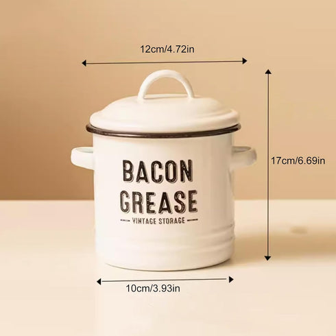 Generic Double Handle Bacon Grease Container with Strainer & Spoon, Dishwasher Safe Kitchen Gadget, Can for Collecting