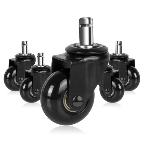 Hirate Office Chair Caster Replacement - 2" Heavy Duty Casters for Hardwood, Tile & Carpet, Set of 5