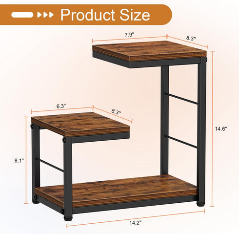 Snughome Desktop Shelf, 3 Tier Wood Bookshelf Organizer Storage Rack, Adjustable Shape Display Shelf for Office, Home,