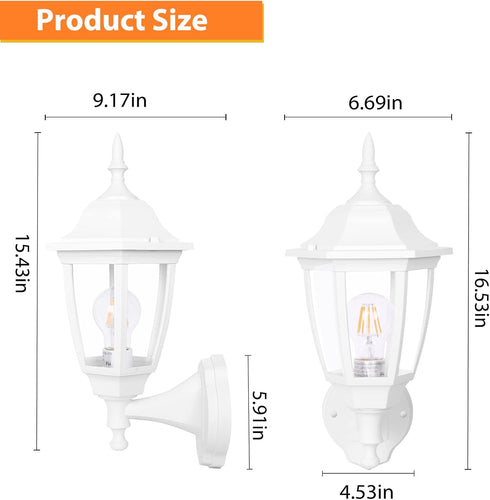 FDS2542EW (Bulb FUDESY Outdoor Wall Lantern, Exterior Waterproof Wall Sconce Light Fixture, White Front Porch Light