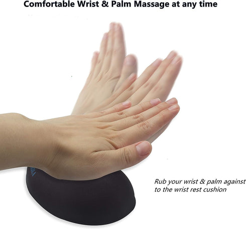 BRILA Ergonomic Memory Foam Mouse Wrist Rest Pad for Computer and Gaming - Black with Massage Holes