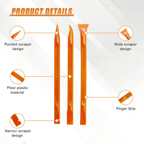 Craedli 3PCS Plastic Scraper Tool, Multi-Purpose Non-Scratch Scrapers Car Crevice Cleaning Tool for Tight Spaces