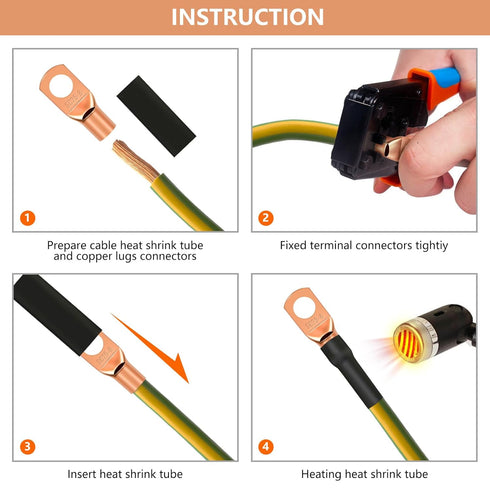 174Pcs Copper Wire Lugs, Terminal Connectors AWG12 10 8 6 4 2, 84Pcs Battery Cable Ends & 90Pcs Heat Shrink