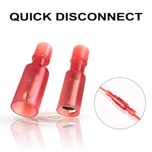100 Pcs Bullet Connectors, Quick Connect & Disconnect Electric Terminals, 22-16 AWG, Nylon Fully Insulated Female &