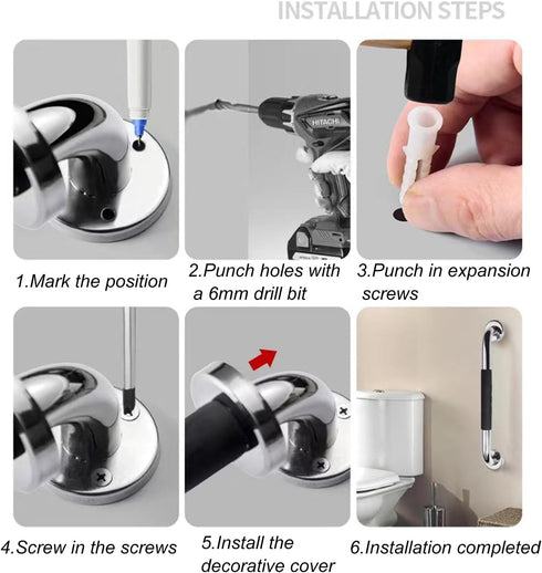 NGEWFGH 2pack, 50cm) Bathroom Handrails, Shower Safety Grab Bars Wall Mounted Stainless Steel Non-Slip Handle Heavy