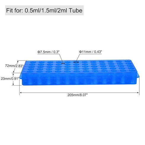 MECCANIXITY Centrifuge Tube Rack 11mm/7.5mm Hole Dia 60-Well Double Panel Polypropylene for 0.5ml/1.5ml/2ml Tube Pack of 2