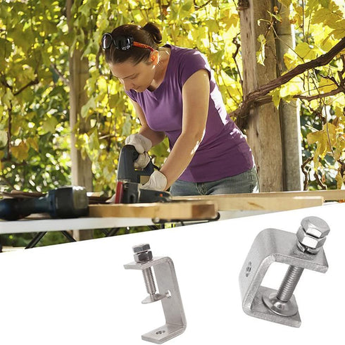 304 Stainless Steel C Clamps, Heavy Duty Adjustable Wide Jaw Opening for Metal Working, Woodworking, 2.5in/2pcs
