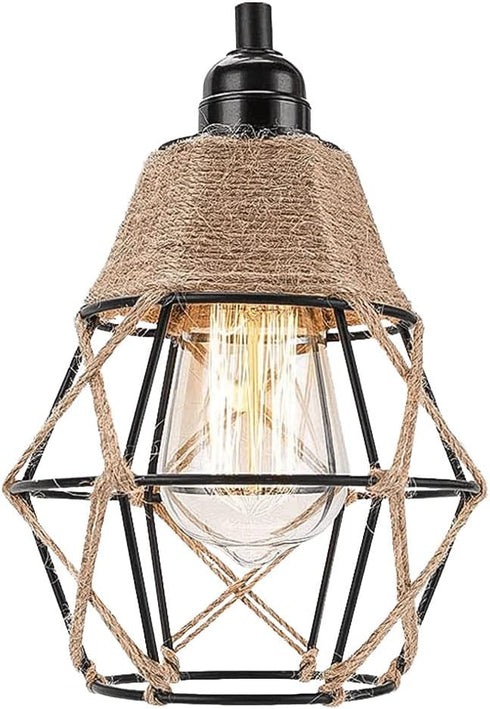 EcoGehen Vintage Boho Lamp Shades Rustic Industrial Woven Pendant Light Wall Sconces Lampshade