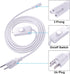 TRLIFE T5 T8 6FT T5 T8 (4 Pack) Power Cord, Long LED Light Cord with On/Off Switch, LED Wire Connector Power Cord