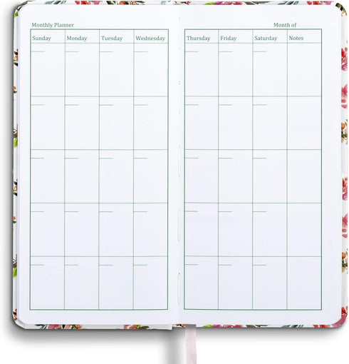 UtyTrees Pocket Planner, Undated Weekly Monthly Planner, 3.7“ x 7.3” Small Size for Girls - Hardcover