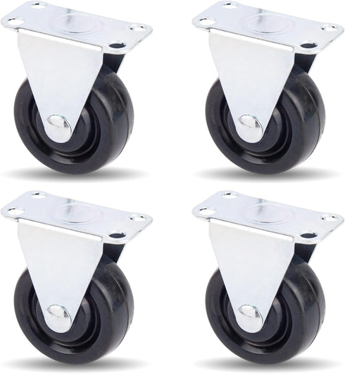 AUEAR 4 Pack 1.5 Inch Rubber Caster Wheels Heavy Duty Fixed Black Casters for Furniture