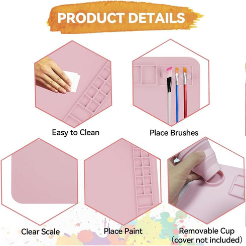 Silicone Painting Mat, 20"x 16" with Cup, Kids Art Mat for Resin, DIY, Drawing, Paint, Clay, Playdoh (Pink)