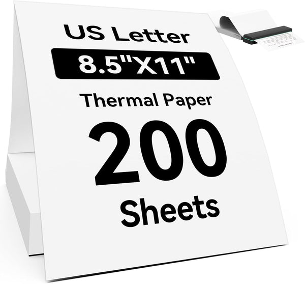 Atnadov Thermal Printer Paper 8.5 x 11 Inch, 200 Sheets US Letter Size
