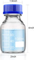 Patelai 4 Pieces 100 ml Glass Round Media Storage Bottles with GL45 Blue Screw Cap
