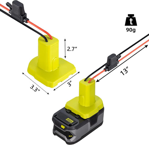 Power Wheel Adapter for Ryobi 18V Battery with 30A Fuse & Wire Terminals, Power Connector for RC Car and Robotics