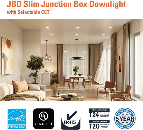 4 Inch 700 JBD4079FS1EWH-CA HALO JBD Slim Surface Mount LED Downlight with Selectable CCT, Lumens, Wet Location-Listed