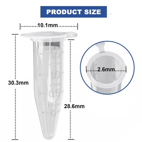 ONiLAB 500Pcs 1.5ml Polypropylene Graduated Microcentrifuge Tubes with Attached Lid, Clear Small Sample Vials