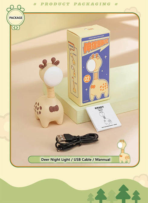 Cute Giraffe Night Light - USB Rechargeable Bedside Lamp for Kids