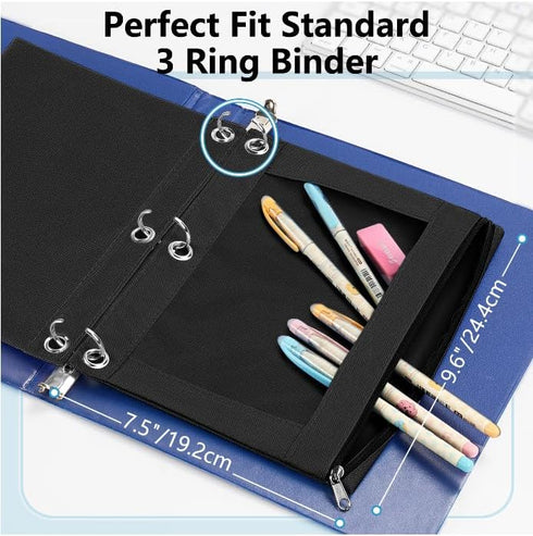 Forvencer Pencil Pouch for 3 Ring Binder, Big Capacity Clear Window Pencil Case, Pink Plaid