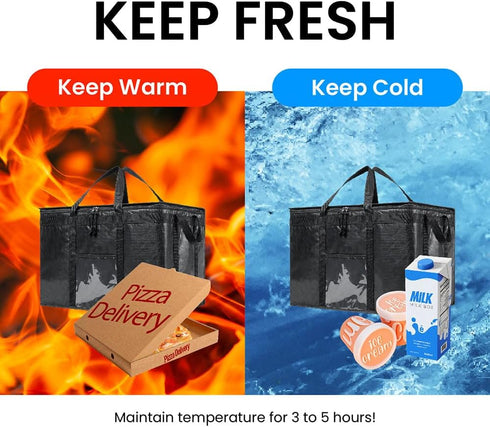(3XL NZ home Insulated Bags for Food Delivery PRO) Grocery Shopping Cooler Bag, Pizza Delivery, Hot & Cold Catering