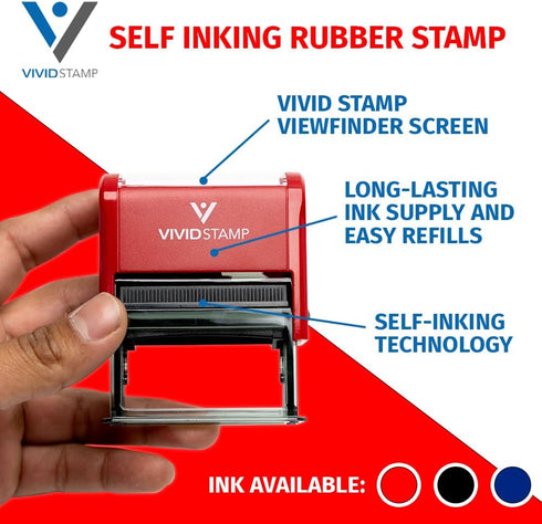 Important Self Inking Rubber Stamp with Red Ink - Medium