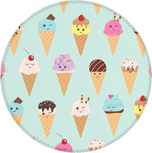 JaoXer 8-Inch Ice Cream Cones Round Mouse Pad - Your Desk Companion for Office, Desktop, Laptop, Personal Computers