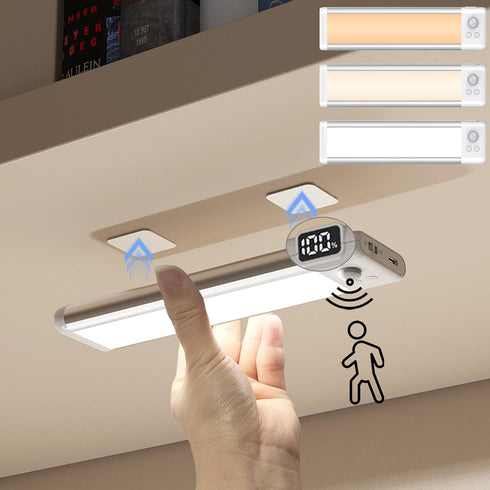 Goohoom 2000mAh 3 Dimmable Closet Counter Under Cabinet Lights with Battery Display, Rechargeable LED Motion Sensor