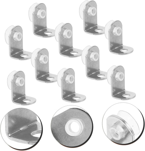 10-Piece Balacoo Stainless Steel Corner Brackets Secure Glass Shelf Supports Right Angle Braces for Furniture Cabinets