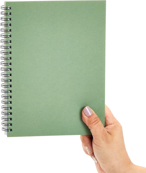Paper Junkie 5 Pack Spiral Journal, Small Notebooks Bulk, 6" x 8", 120 Lined Pages, 5 Colors Kraft Paper Covers