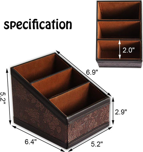 Daixers PU Leather Remote Control Holder Storage Container for TV Remote Phone Caddy Eyeglasses