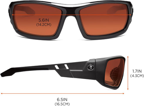 Skullerz Odin Safety Sunglasses - Black Frame, Copper Lens