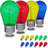 Jslinter Colored String LED Light Bulbs, 16 Pack, 1 Watt, Shatterproof, E26 Base for Christmas String Light Replacement