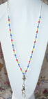 Beaded Breakaway Autism Colors Women's Lanyard, Made in USA, 34" for ID Badge Card Holder
